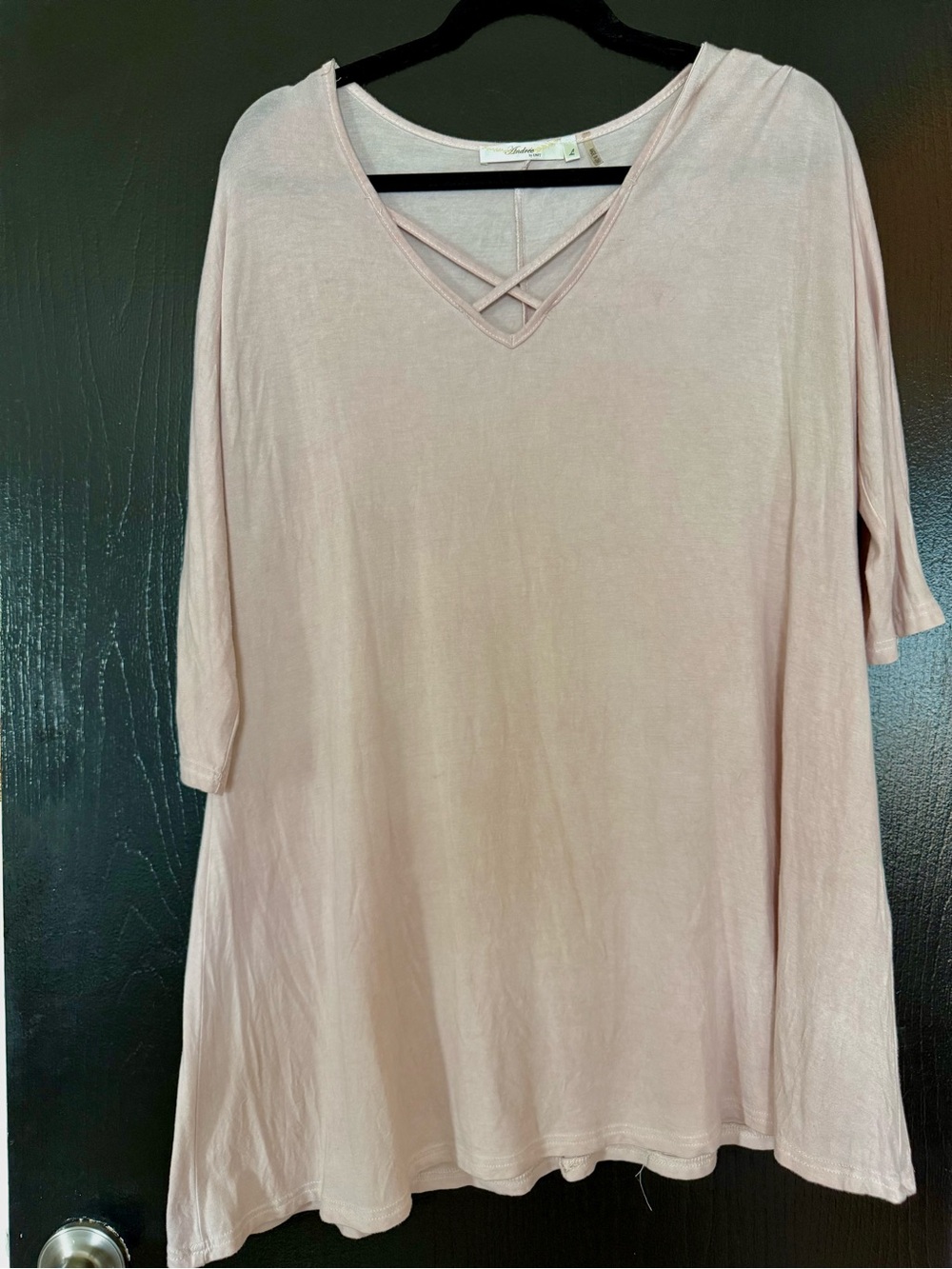 Crisscross V-Neck Tunic Top in Blush Pink